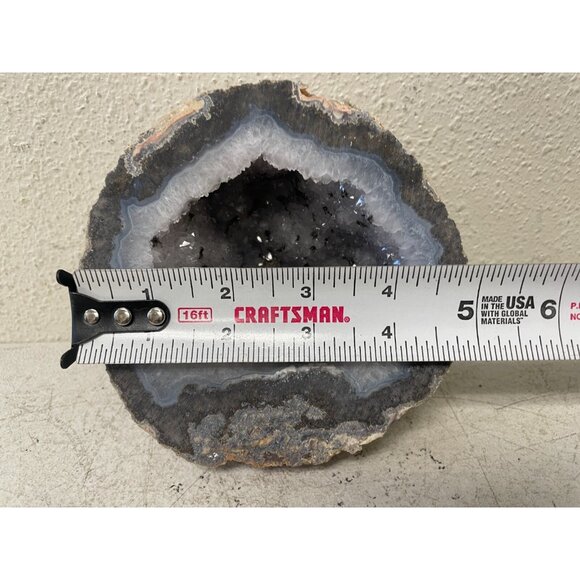 Agate Amethyst Geode Mineral Rock Half 5”X4.5” - Picture 2 of 5